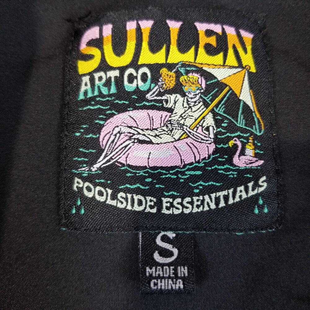 Sullen Art Co Shirt Mens Small Black Poolside Essentials Reaper Beer Button Up - Picture 4 of 10